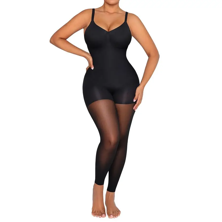 kf-S56dc8b8cbb8144de8a184aeabcc4c2a9f Sheer Footless Compression Shapewear for Women β Tummy Control Body Shaping Tights - Image 1