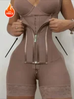 Women’s Lace-Trim Shapewear Bodysuit – Tummy Control Corset with Adjustable Straps & Zipper - Image 5
