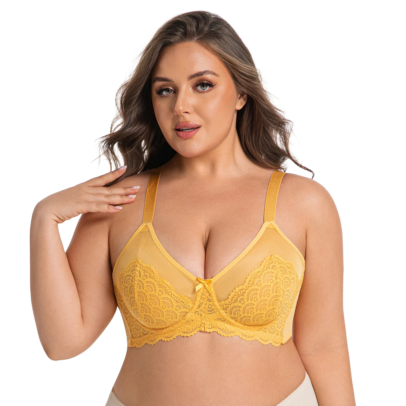 kf-Ae1c66d82f46e46fcbb2ef7e23a1ab88dk Floral Lace Front-Buckle Wireless Bra β Breathable Comfortable Lingerie Top for Daily Wear - Image 1