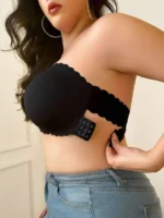 Wirefree Plus Size Strapless Bra With Side Closure, Padded For Lift And Comfort
