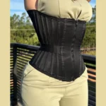 Steel Boned Waist Trainer Corset with Belt - Zipper Closure & Hookeye Buckle Design