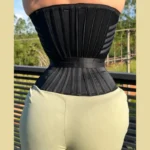 Steel Boned Waist Trainer Corset with Belt - Zipper Closure & Hookeye Buckle Design - Image 2